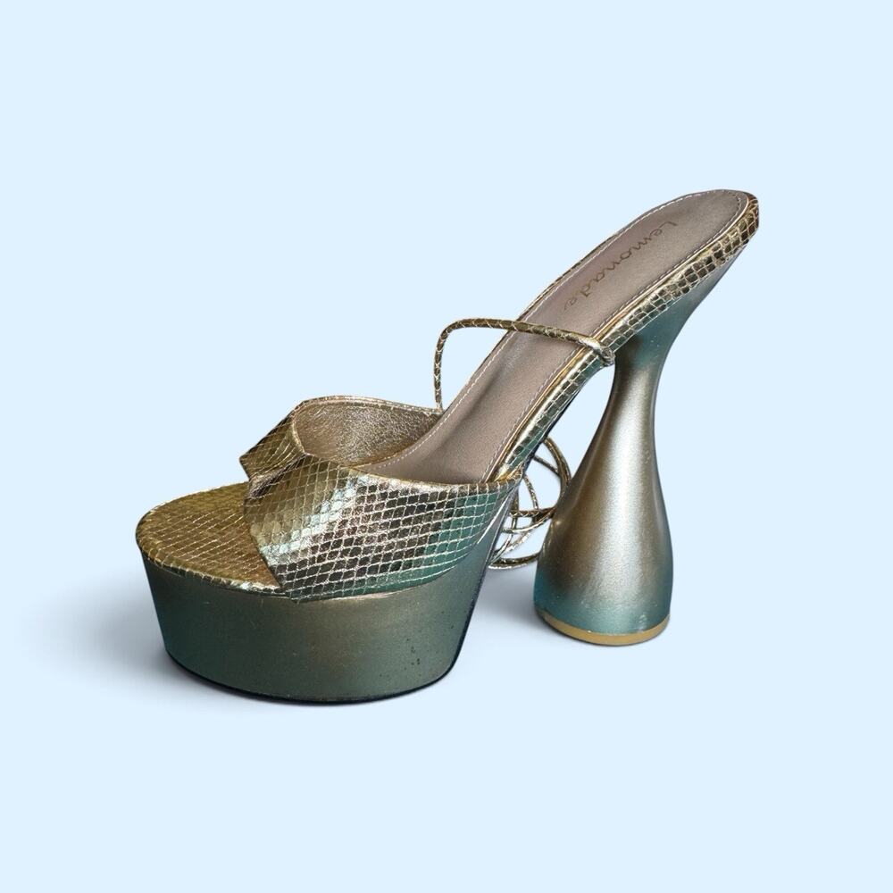 Lemonade Gold Bite Me Platform Heels Size 9